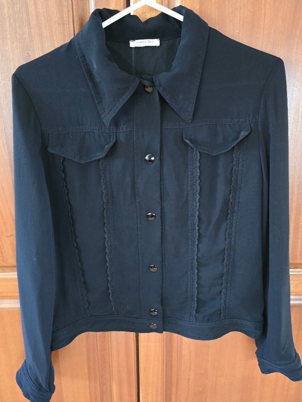 Giorgia Netti collection black cropped peacoat-style jacket